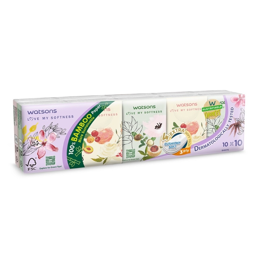 X-Flower Mini Hankies 3ply x 10sheets x 10s x 4 pack