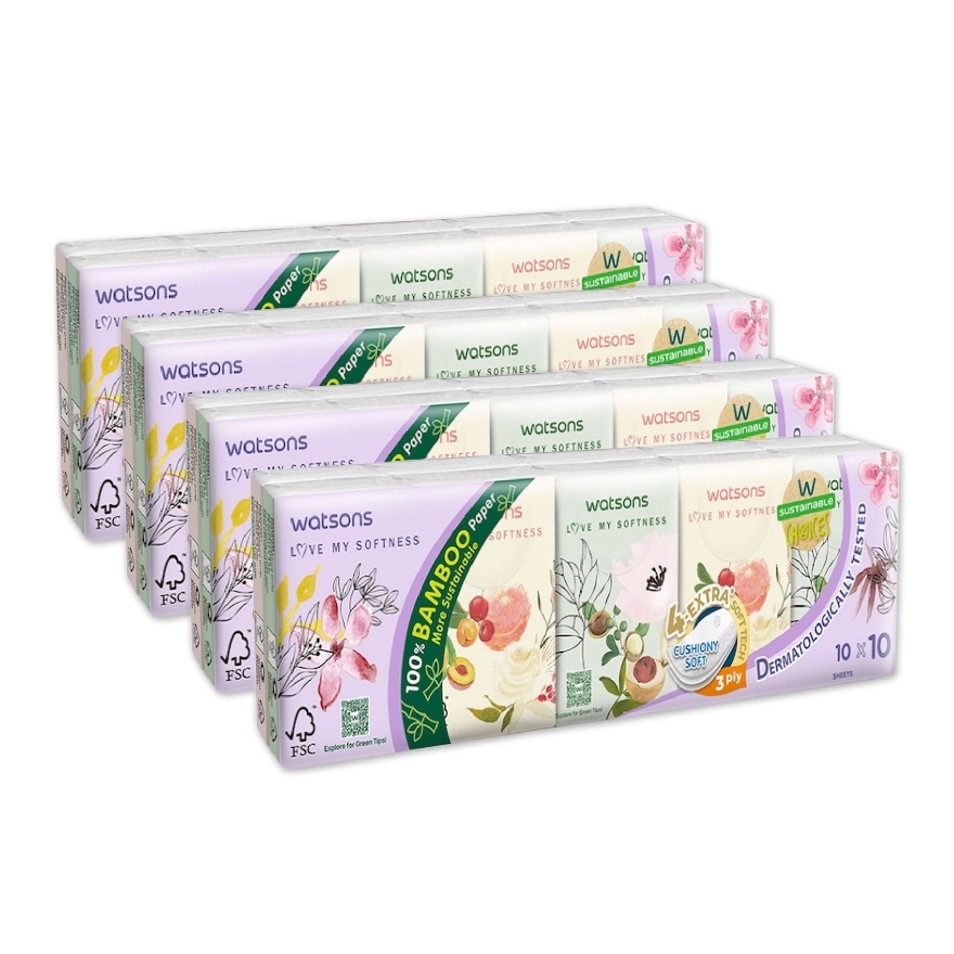 X-Flower Mini Hankies 3ply x 10sheets x 10s x 4 pack