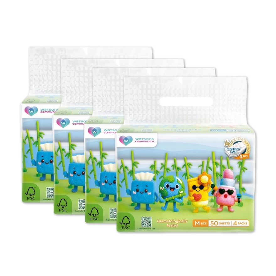 Velvet Facial Tissues M 3ply x 50sheets x 4S x 4 pack