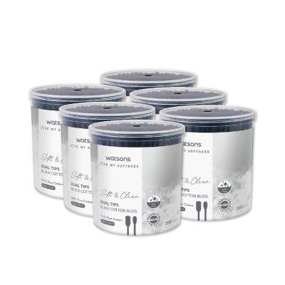 WATSONS - Black Cotton Soft Buds 200s x 6 pack