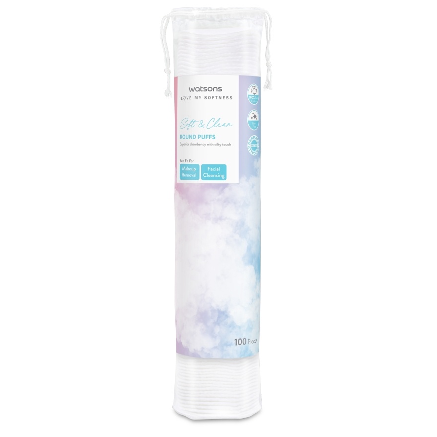 Round Facial Cotton Puff 100s x 6 pack