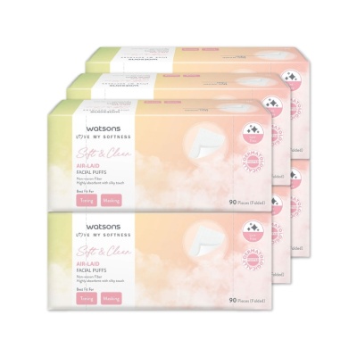 WATSONS - Air-Laid Soft Facial Puffs 90s x 6 pack