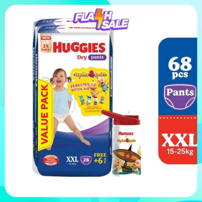 HUGGIES Dry Pants Diapers Value Twin Pack XXL (34SX2) Absorbent and dry diapers for baby image