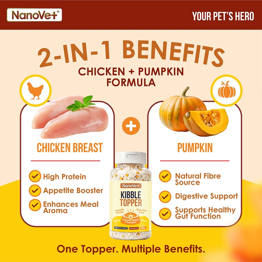 Kibble Topper Chicken Flakes + Pumpkin 70g image