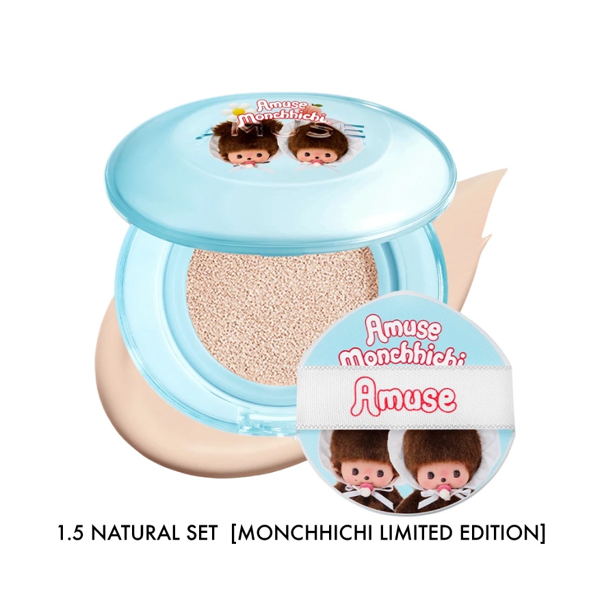 Monchhichi Limited Edition Airy Pore Cover Cushion 1.5 Natural Set image