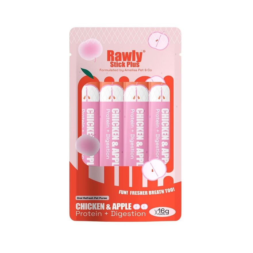 Rawly Stick Plus Oral Refresh Pet Puree Chicken & Apple 4s image