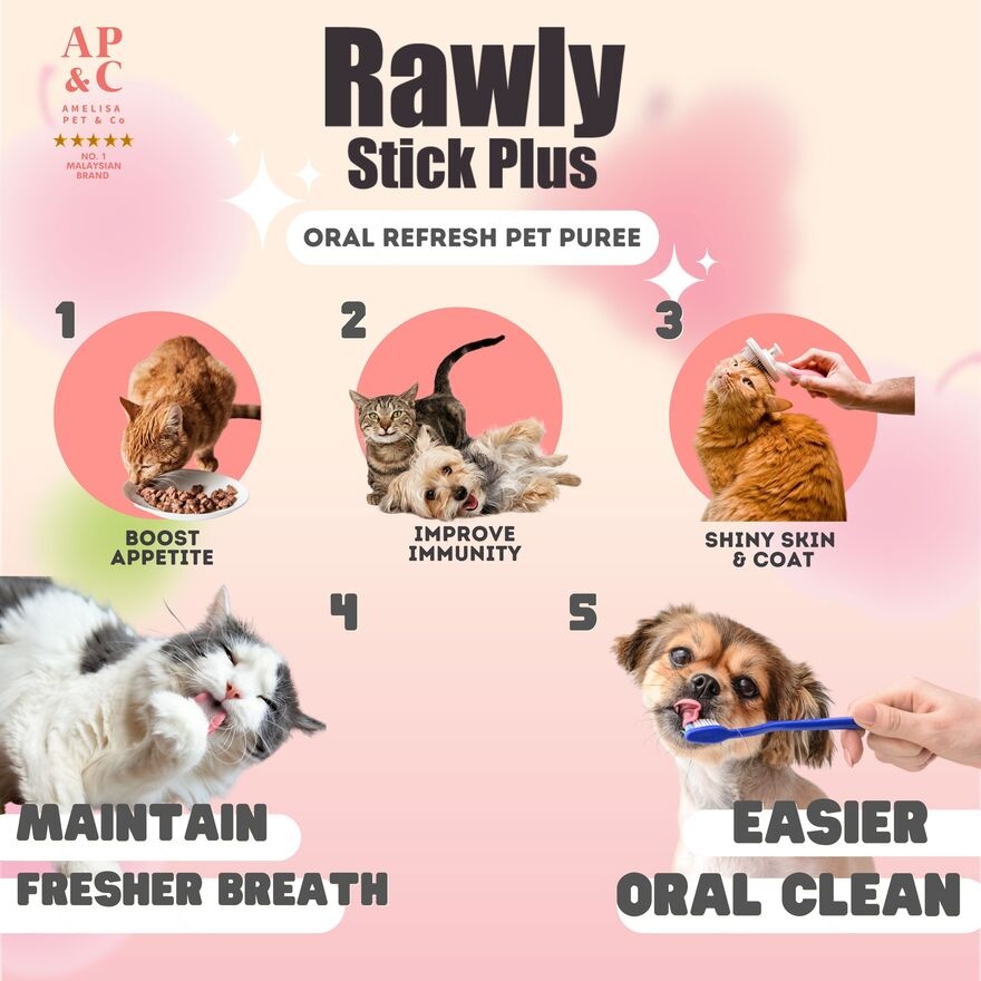 Rawly Stick Plus Oral Refresh Pet Puree Salmon & Blueberry 4s image