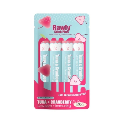 AMELISA PETS & CO Rawly Stick Plus Oral Refresh Pet Puree Tuna & Cranberry 4s image