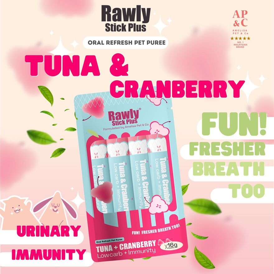 Rawly Stick Plus Oral Refresh Pet Puree Tuna & Cranberry 4s image