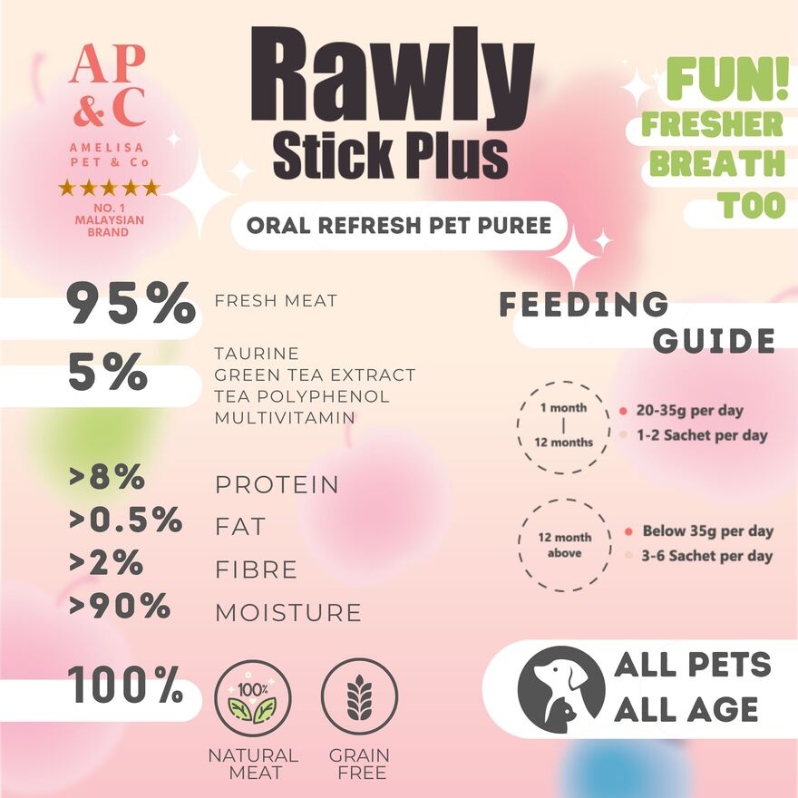 Rawly Stick Plus Oral Refresh Pet Puree Tuna & Cranberry 4s image