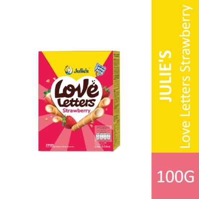 JULIE'S Love Letters Strawberry Flavoured Cream Wafer Rolls 100g image