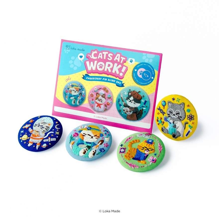 Embroidery Badge: Cats at Work 1s image
