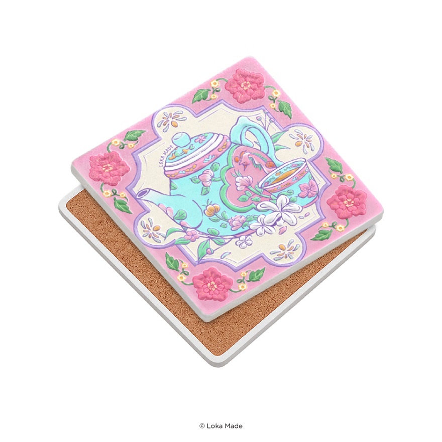 Blooming Teapot Mosaic Coaster 1s image