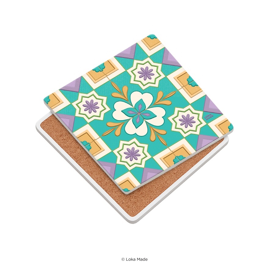 Floral Kaleidoscope Mosaic Coaster 1s image