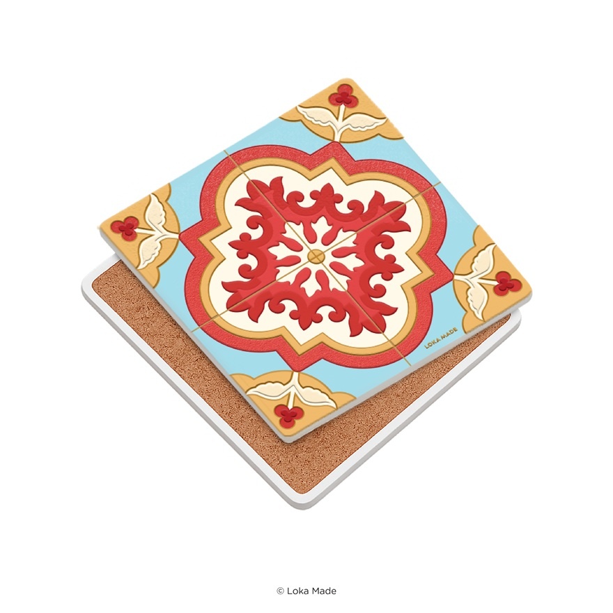 Crimson Bloom Mosaic Coaster 1s image