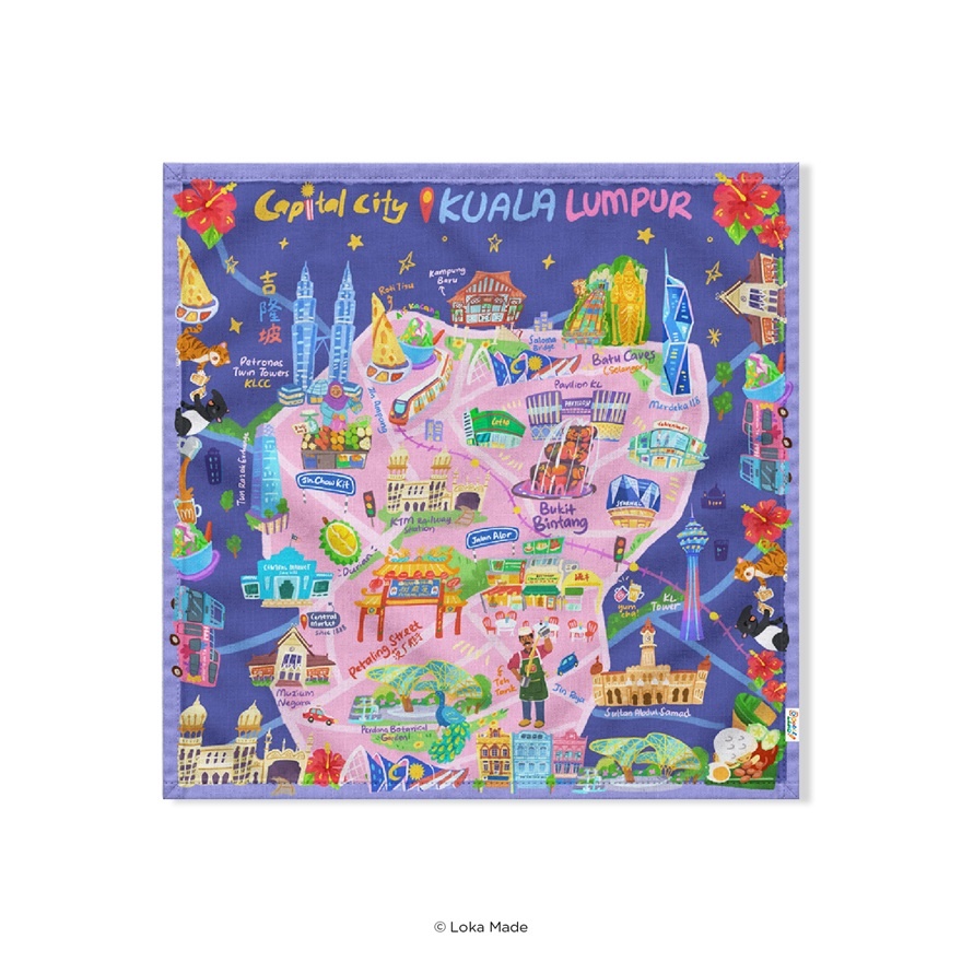 Doodle Land: City Walk in Kuala Lumpur Tea Towel 1s image