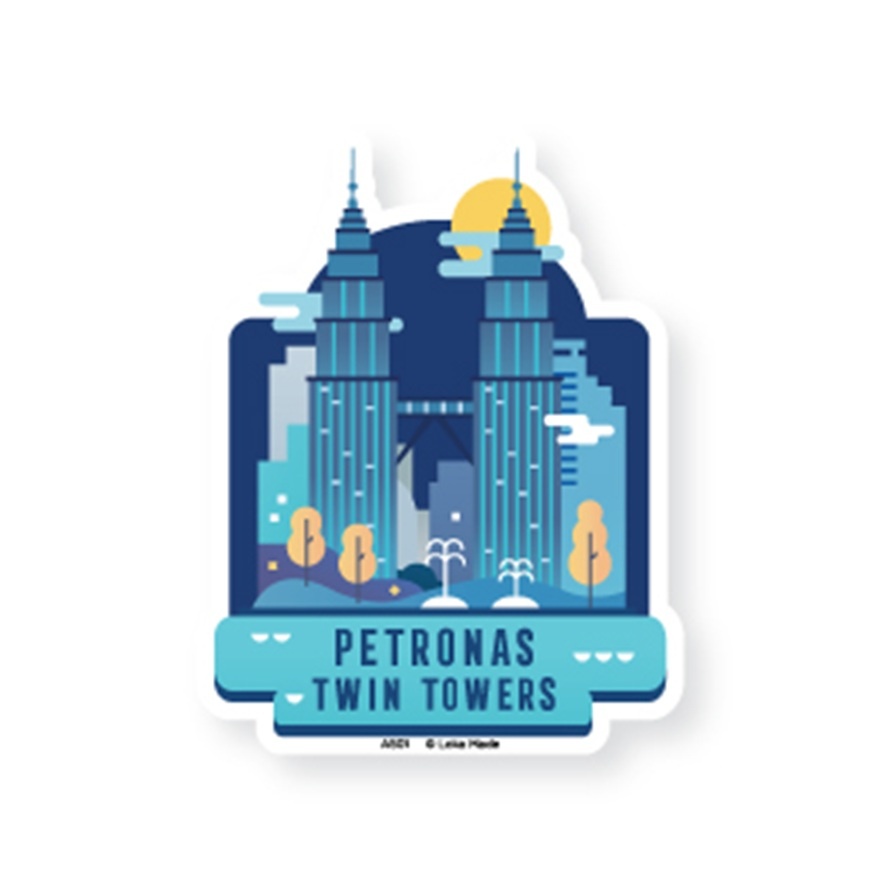 Petronas Twin Towers Night View Luggage Sticker 1s image