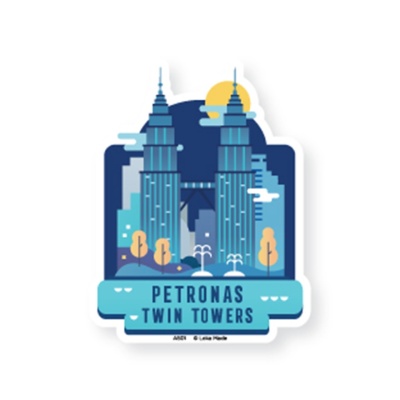 LOKA MADE Petronas Twin Towers Night View Luggage Sticker 1s image