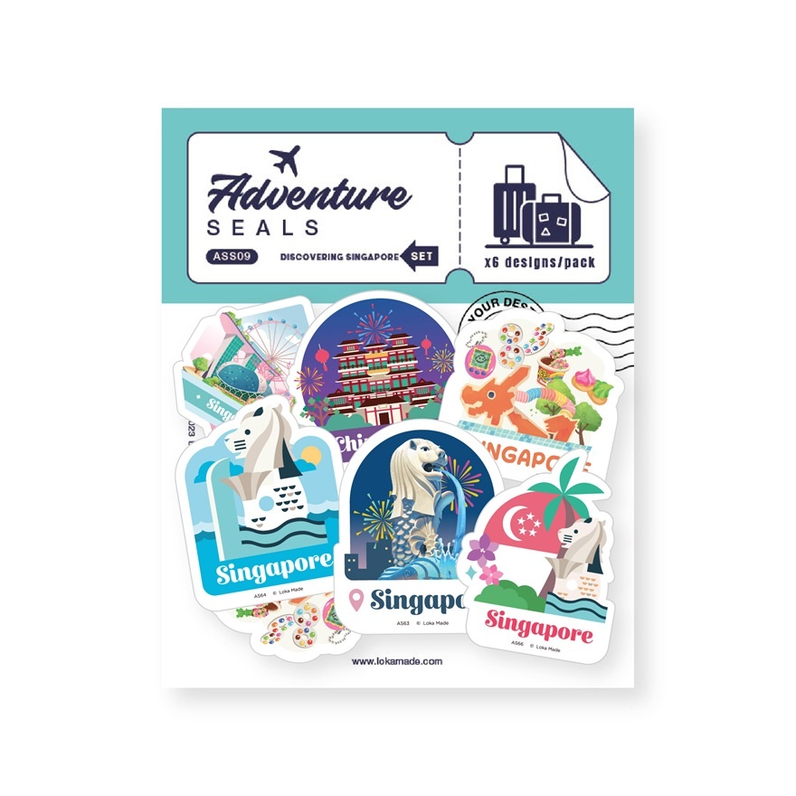 Adventure Seals Luggage Sticker Discovering Singapore 6s image