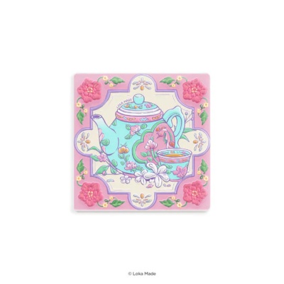 LOKA MADE Blooming Teapot Mosaic Magnet 1s image