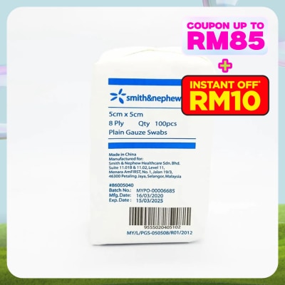 SMITH & NEPHEW Plain Gauze Swabs 8ply (5cm x 5cm) 100pcs