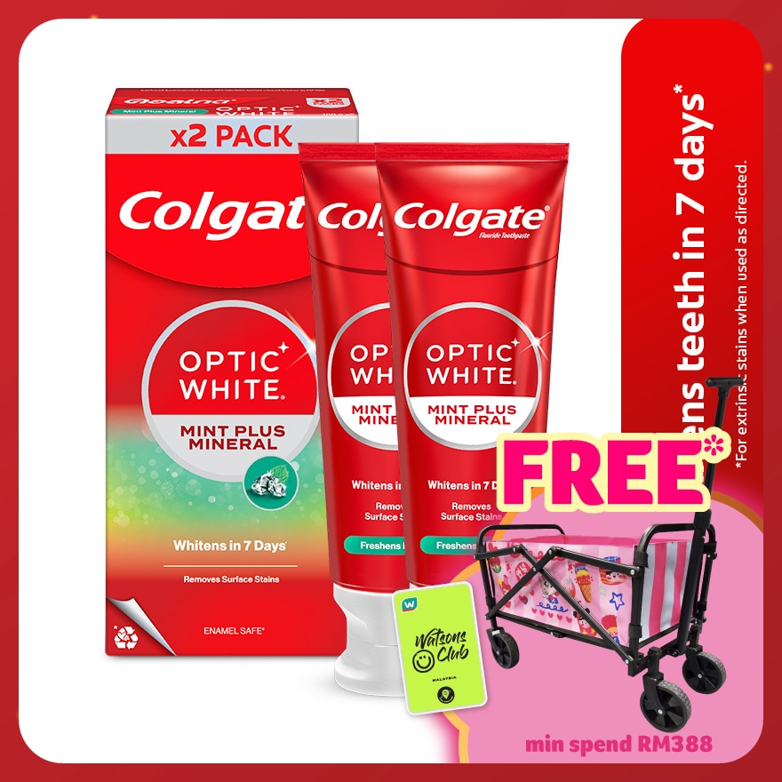 Colgate Optic White Mint Plus Mineral Whitening Toothpaste Valuepack 100g x2