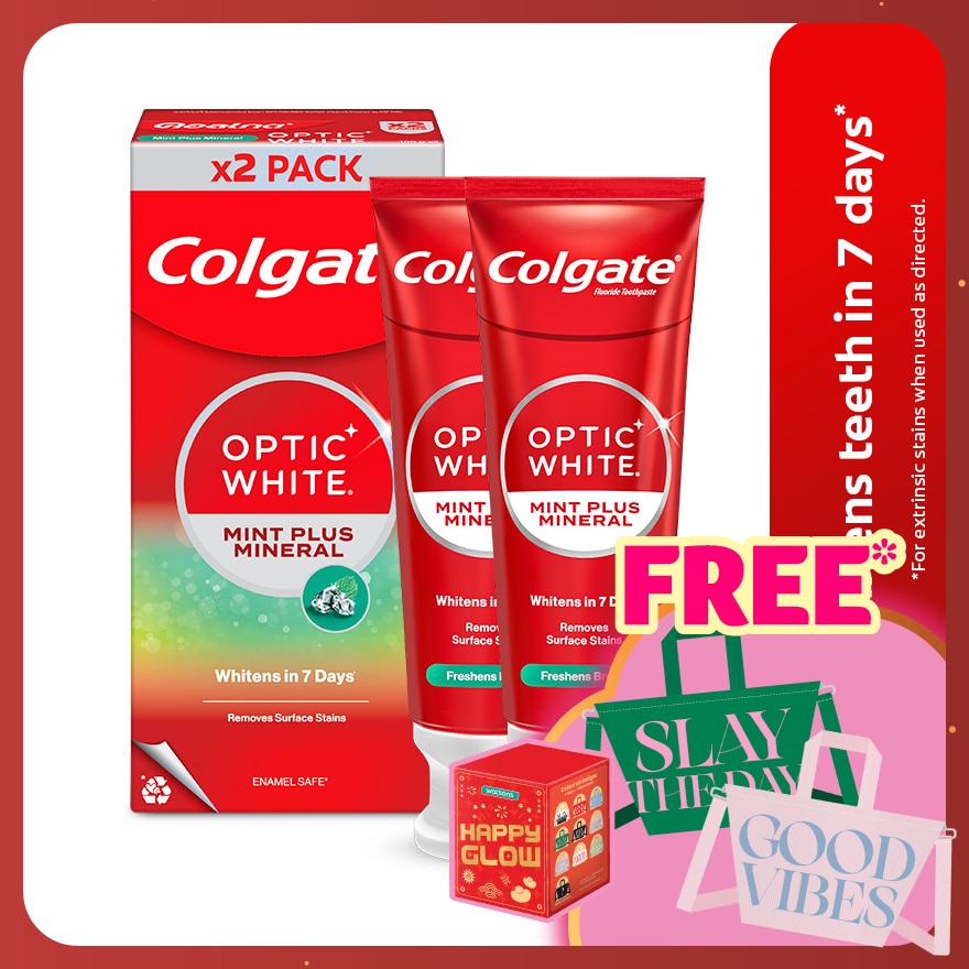 Colgate Optic White Mint Plus Mineral Whitening Toothpaste Valuepack 100g x2