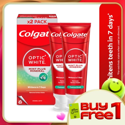 COLGATE - Colgate Optic White Mint Plus Mineral Whitening Toothpaste Valuepack 100g x2