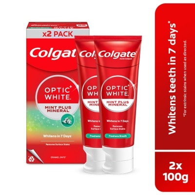 COLGATE Colgate Optic White Mint Plus Mineral Whitening Toothpaste Valuepack 100g x2