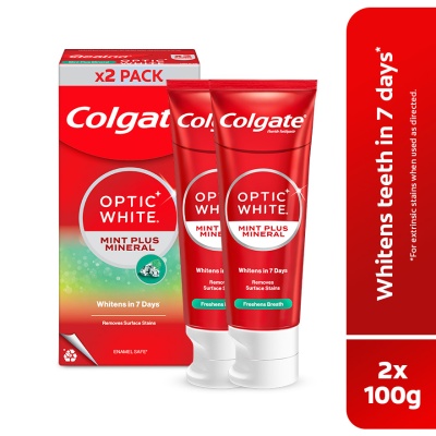 COLGATE - Colgate Optic White Mint Plus Mineral Whitening Toothpaste Valuepack 100g x2 image