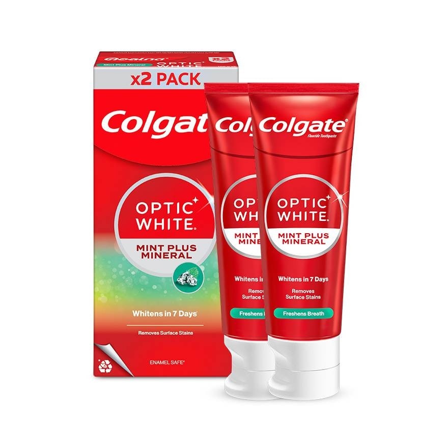 Colgate Optic White Mint Plus Mineral Whitening Toothpaste Valuepack 100g x2