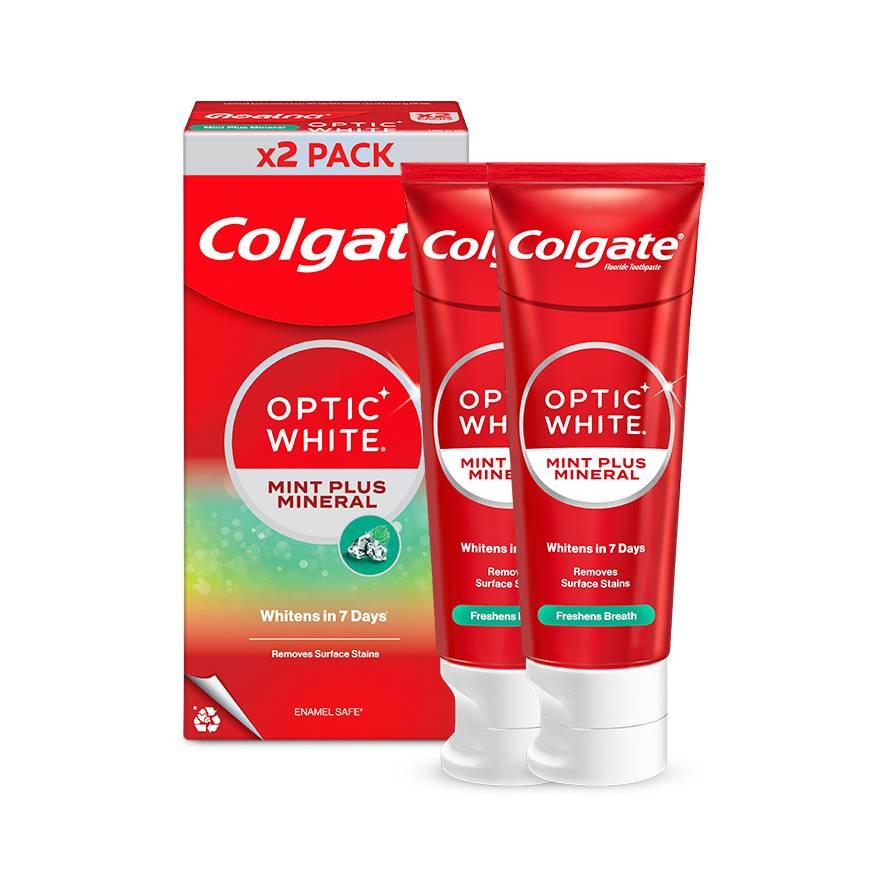 Colgate Optic White Mint Plus Mineral Whitening Toothpaste Valuepack 100g x2 image