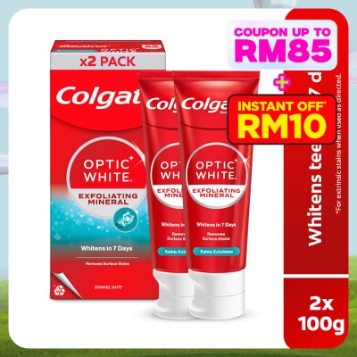 COLGATE Colgate Optic White Exfoliating Mineral Whitening Toothpaste Value Pack 100gX2