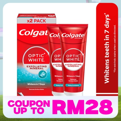 COLGATE Colgate Optic White Exfoliating Mineral Whitening Toothpaste Value Pack 100gX2