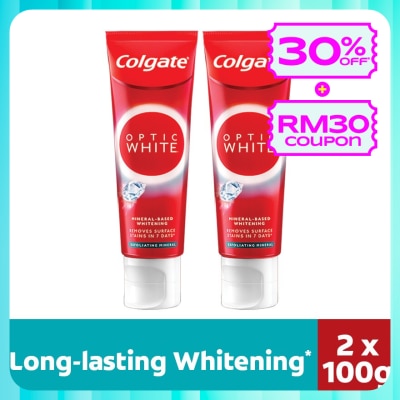 COLGATE Optic White Exfoliating Mineral Toothpaste 2x100g