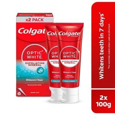 COLGATE Colgate Optic White Exfoliating Mineral Whitening Toothpaste Value Pack 100gX2