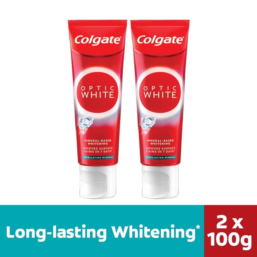 Colgate Optic White Exfoliating Mineral Whitening Toothpaste Value Pack 100gX2