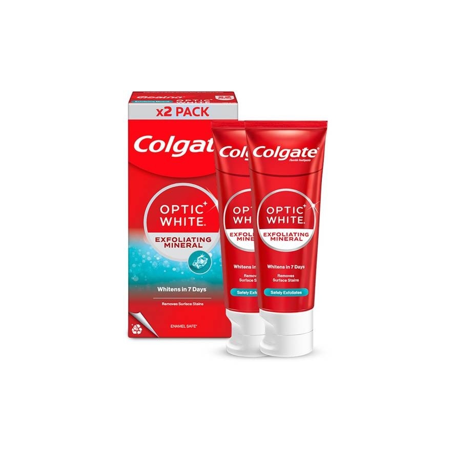 Colgate Optic White Exfoliating Mineral Whitening Toothpaste Value Pack 100gX2