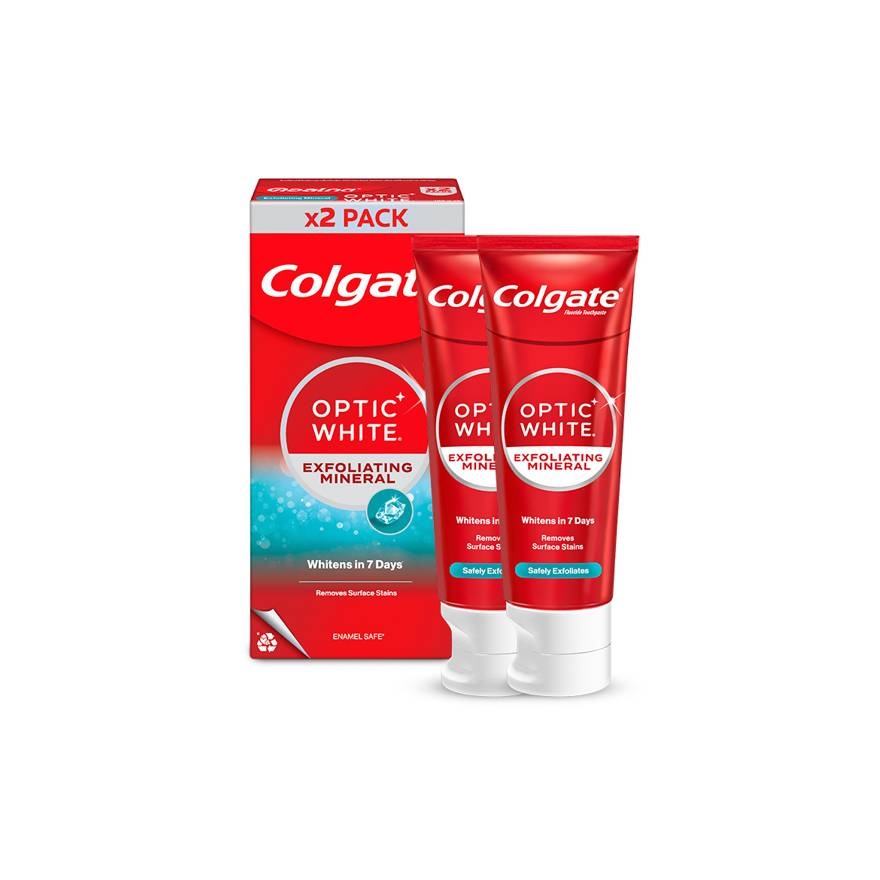 Colgate Optic White Exfoliating Mineral Whitening Toothpaste Value Pack 100gX2 image