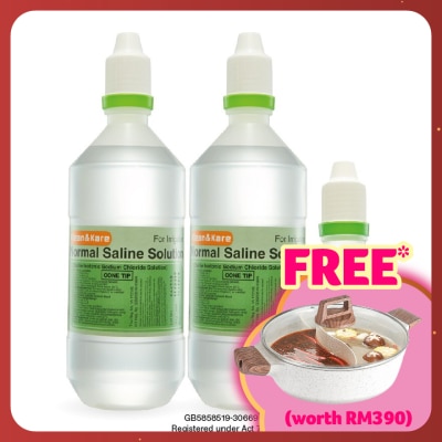KLEAN & KARE Normal Saline 2 x 500ml + 100ml