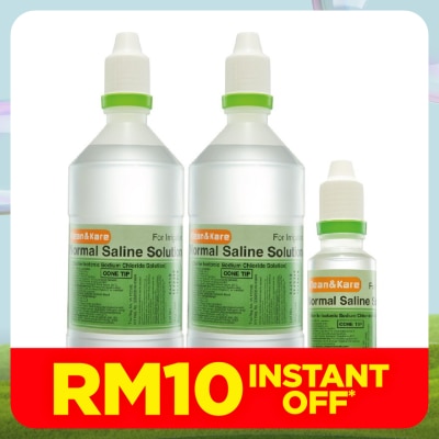 KLEAN & KARE Normal Saline 2 x 500ml + 100ml