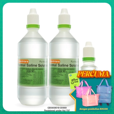 KLEAN & KARE Normal Saline 2 x 500ml + 100ml