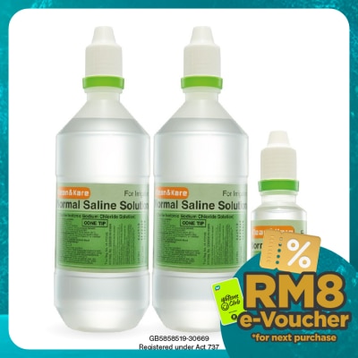 KLEAN & KARE Normal Saline 2 x 500ml + 100ml