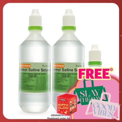 KLEAN & KARE Normal Saline 2 x 500ml + 100ml