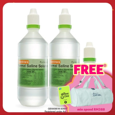 KLEAN & KARE Normal Saline 2 x 500ml + 100ml