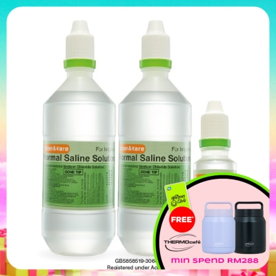 KLEAN & KARE - Normal Saline 2 x 500ml + 100ml
