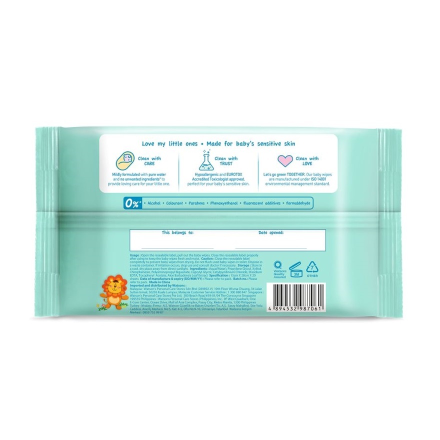 WATSONS BABY WIPES UNSCENTED 20SX3 image