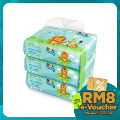 WATSONS WATSONS BABY WIPES UNSCENTED 20SX3