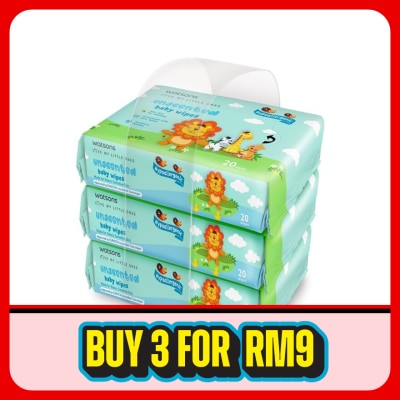WATSONS - WATSONS BABY WIPES UNSCENTED 20SX3