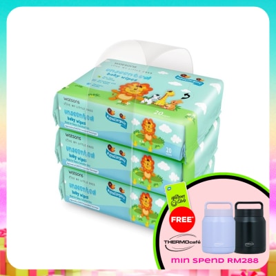 WATSONS - WATSONS BABY WIPES UNSCENTED 20SX3
